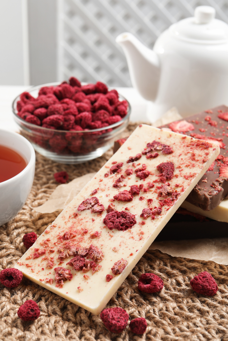 lamponi liofilizzati e frutta disidratata