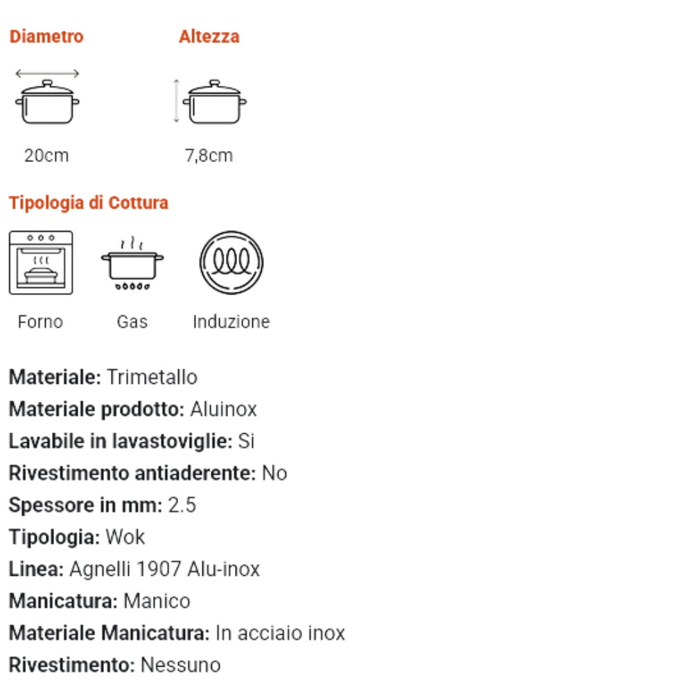 Casserole Agnelli 1 poignée 20 cm