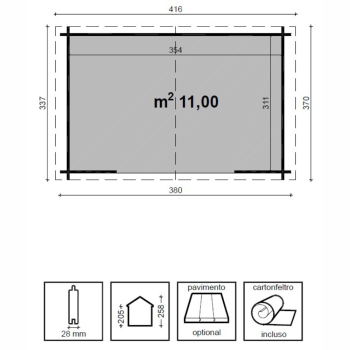 Casetta in legno impregnato - DOROTHY 380X337