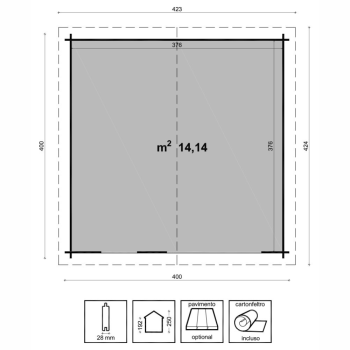 Casetta in legno impregnato - INES 400X400