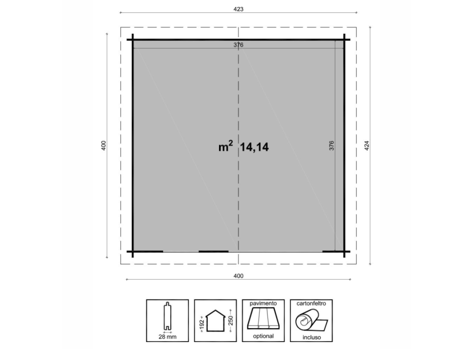 Casetta in legno impregnato - INES 400X400
