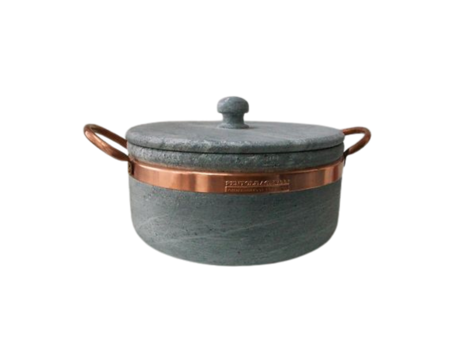 Casseruola alta con due maniglie in rame e coperchio 24cm