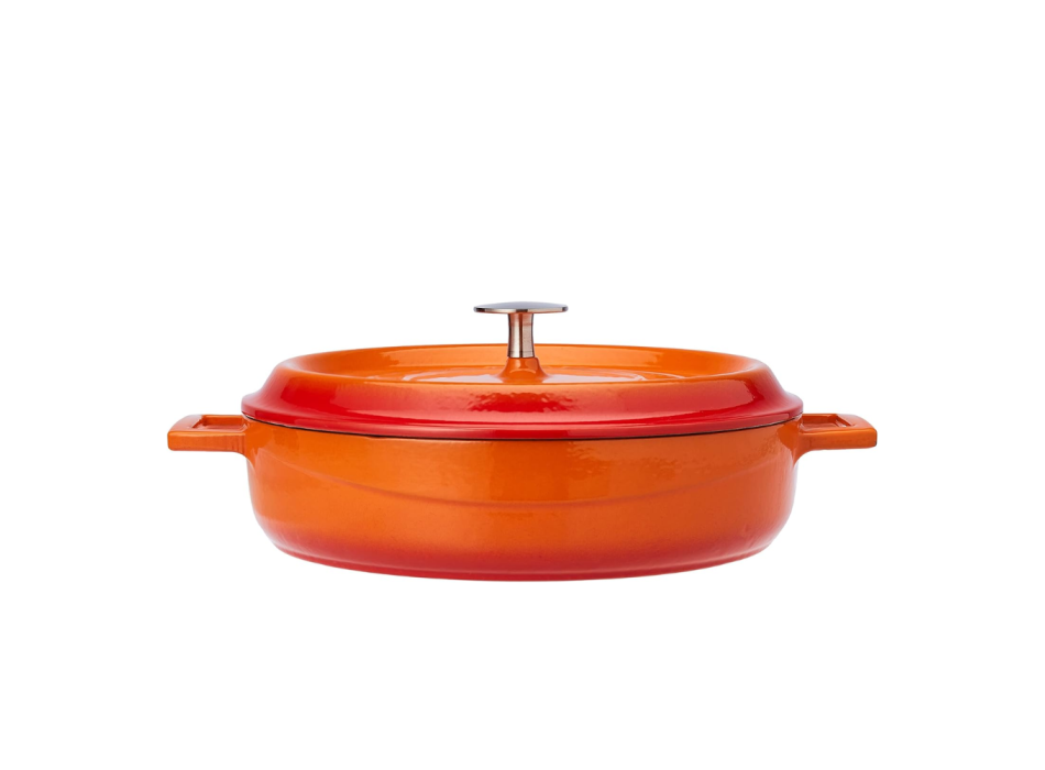 Casseruola bassa con due maniglie in ghisa con coperchio 28cm