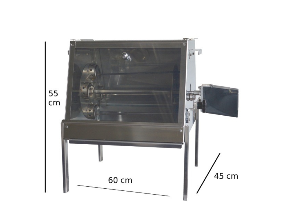 Girarrosto da banco MINI per spiedo bresciano - 30 cm - carbonella