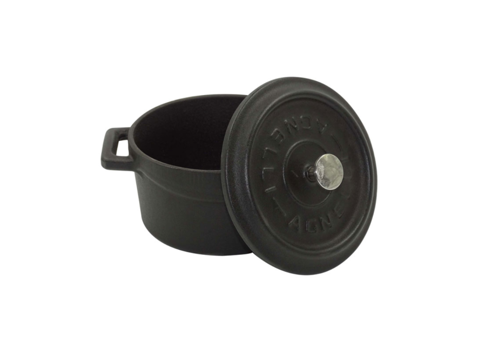 Mini casseruola con due maniglie in ghisa con coperchio 10cm