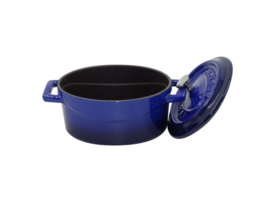 Mini casseruola ovale con due manici in ghisa con coperchio 12x9cm