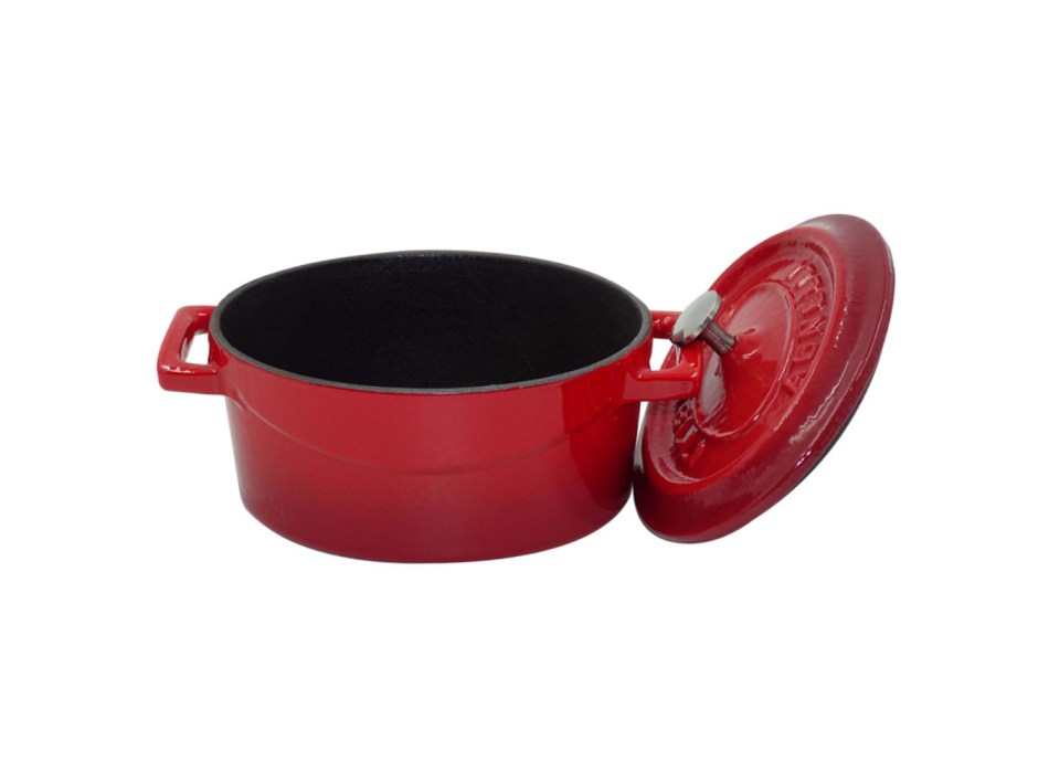 Mini casseruola ovale con due manici in ghisa con coperchio 12x9cm