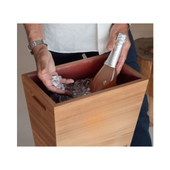 Spumantiera "Se Glot" in legno di olmo con basamento metallico – Grattoni 1892