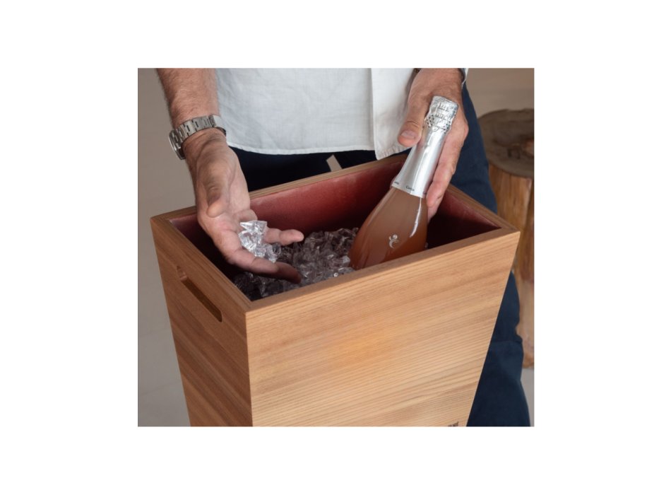 Spumantiera "Se Glot" in legno di olmo con basamento metallico – Grattoni 1892