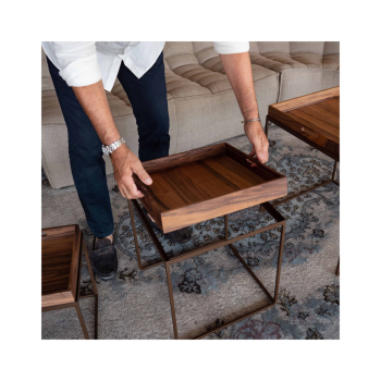 Vassoio design 30 cm in legno con supporto in metallo – Grattoni 1892