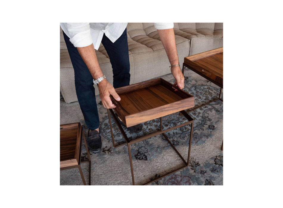 Vassoio design 30 cm in legno con supporto in metallo – Grattoni 1892