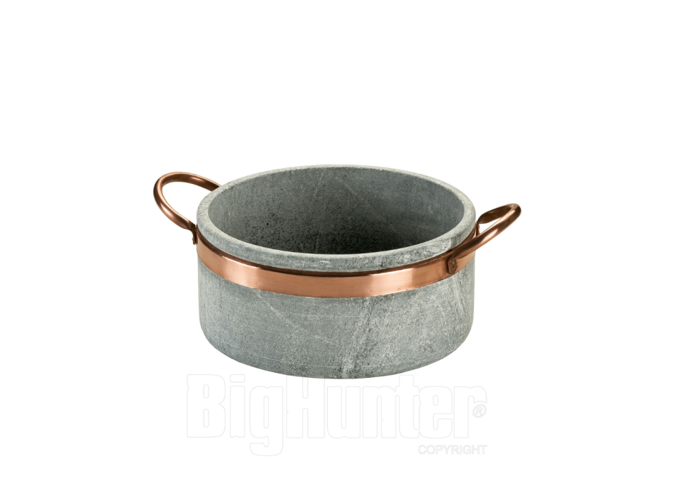 Hoher Kochtopf mit zwei Kupfergriffen und 24 cm Deckel