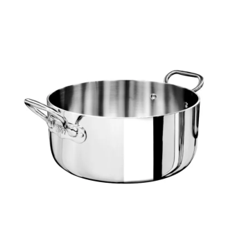 Pentole Agnelli 5-lagiger, flacher Bräter (24 cm) – Für den professionellen Einsatz und Induktion geeignet