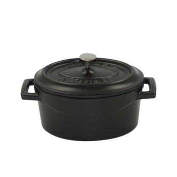 Ovaler Topf mit zwei Gusseisengriffen und Deckel 29x22cm