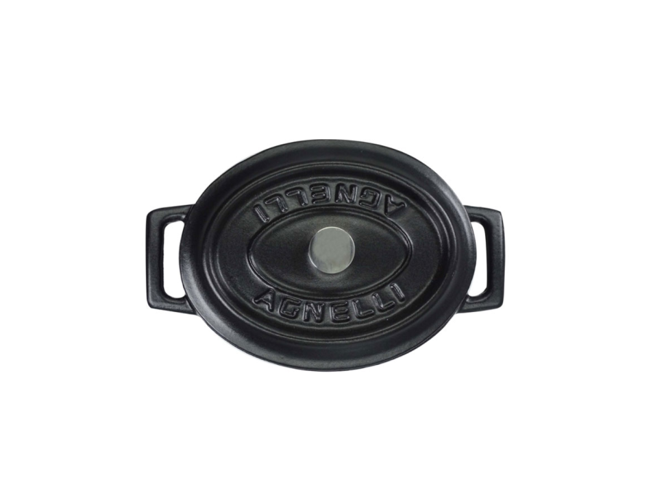 Ovaler Kochtopf mit zwei Gusseisengriffen und Deckel 25x20cm