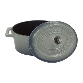 Ovaler Minitopf mit zwei Gusseisengriffen und Deckel 12x9cm