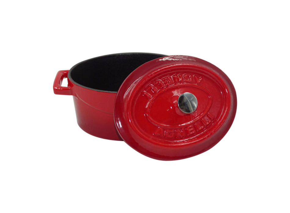 Ovaler Minitopf mit zwei Gusseisengriffen und Deckel 12x9cm