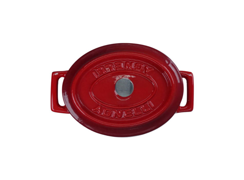 Ovaler Minitopf mit zwei Gusseisengriffen und Deckel 12x9cm