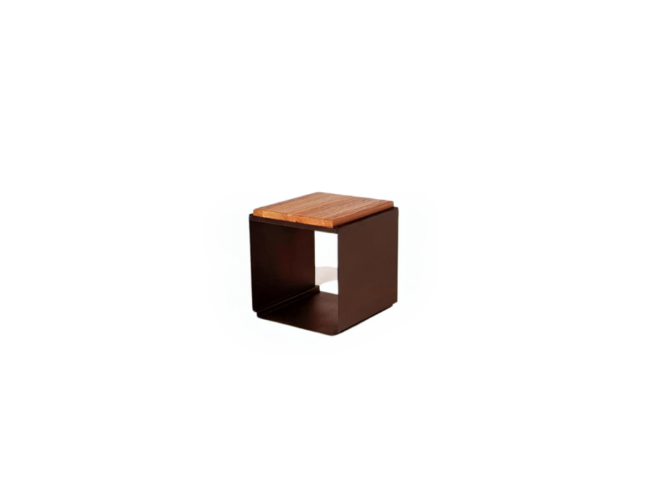 OnFire Corten Hocker mit Holzsitz