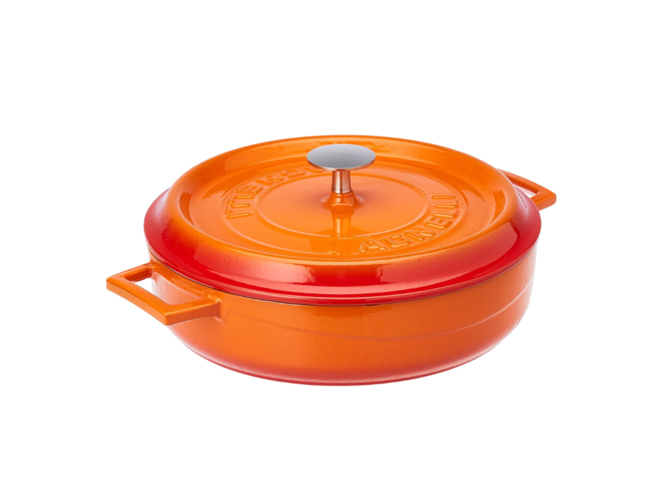 Low saucepan with two cast iron handles with lid 28cm