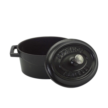 Oval casserole with two cast iron handles with lid 29x22cm