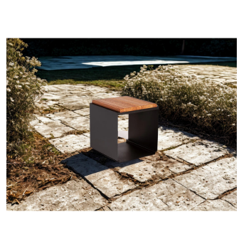 Black Stool Cube On Fire