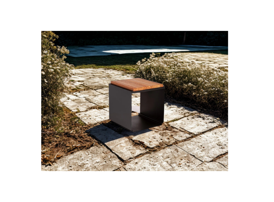 Black Stool Cube On Fire