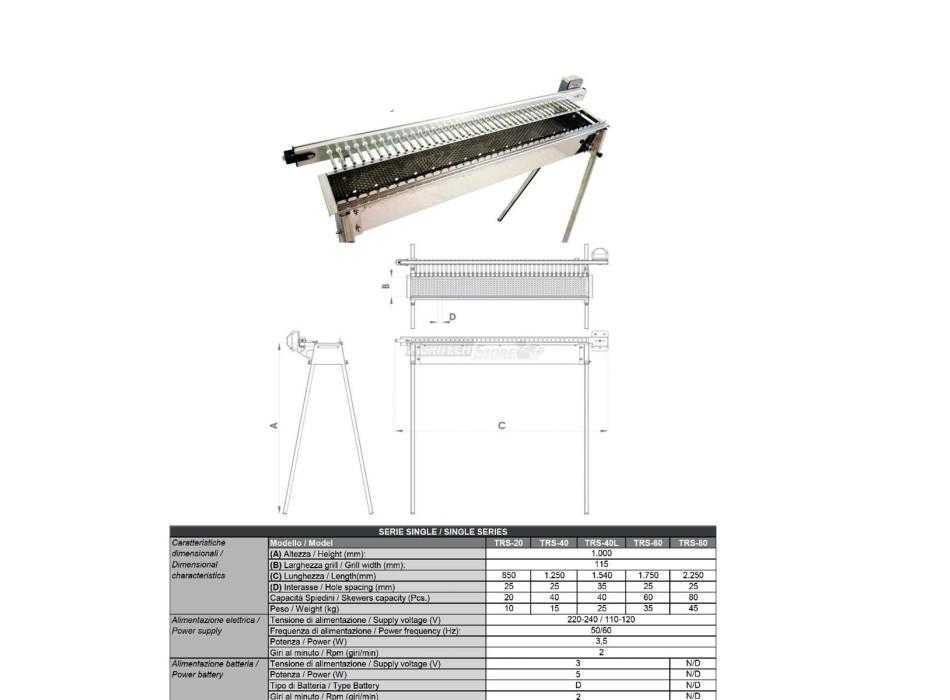Grill Giraspiedini & Arrosticini Tecnoroast 40 pieces Single