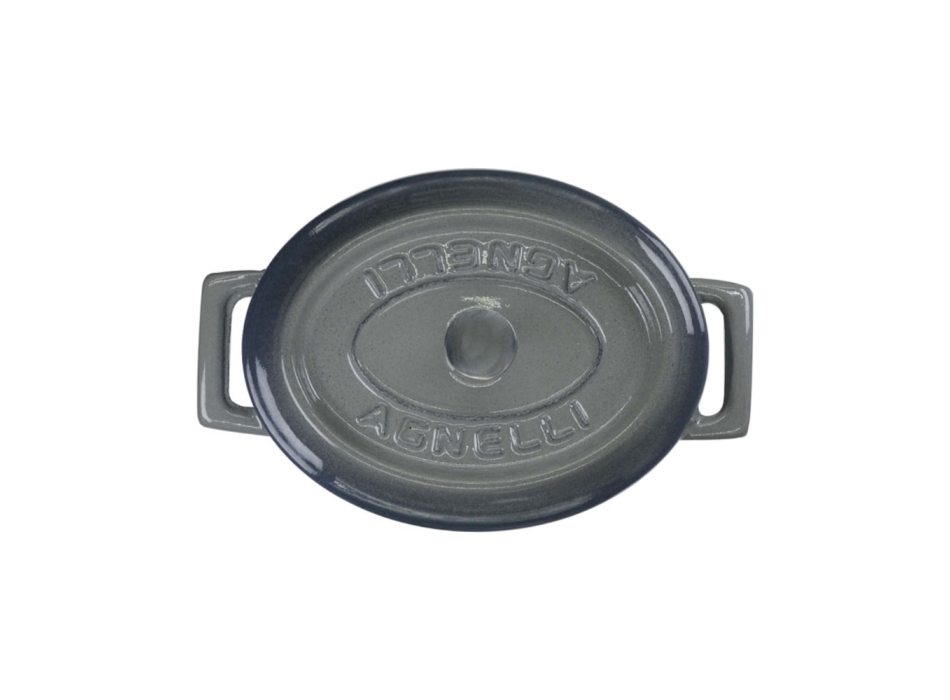 Mini oval saucepan with two cast iron handles with lid 12x9cm