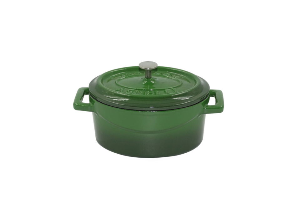 Mini oval saucepan with two cast iron handles with lid 12x9cm