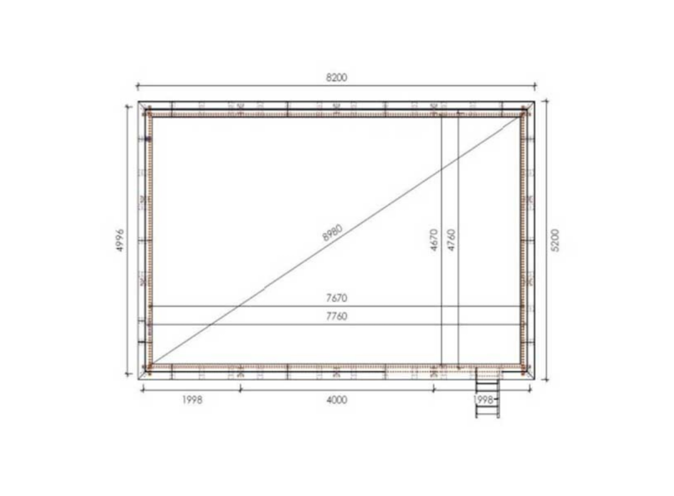 Rectangular pool 800x500 cm