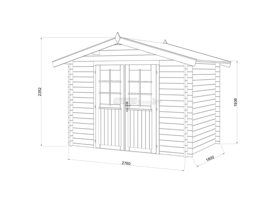 Valentine A – Brown Fir Wood Garden Shed 296x200cm