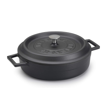Casserole basse à deux anses en fonte avec couvercle 24cm