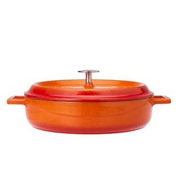 Casserole basse à deux anses en fonte avec couvercle 28cm