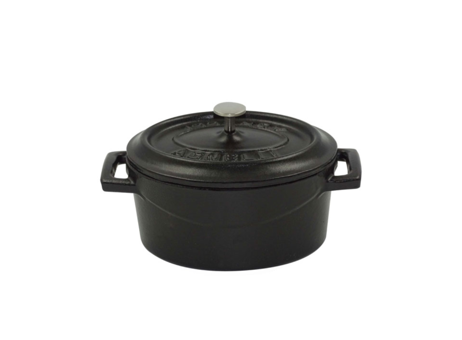 Casserole ovale à deux anses en fonte avec couvercle 25x20cm