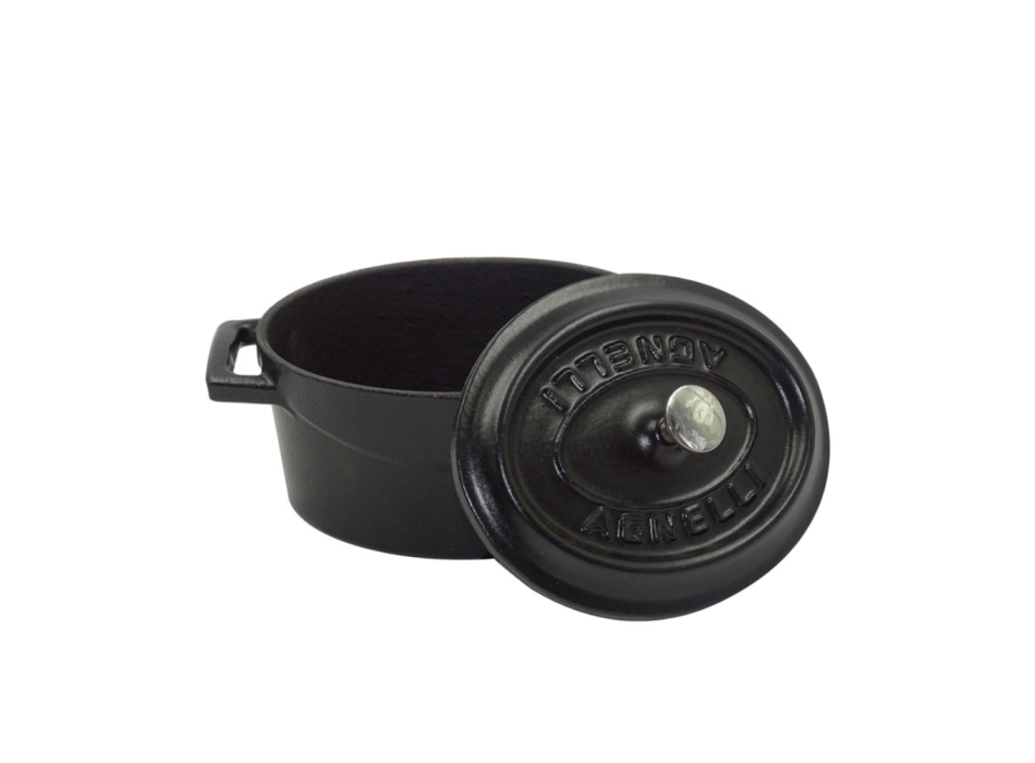 Casserole ovale à deux anses en fonte avec couvercle 29x22cm