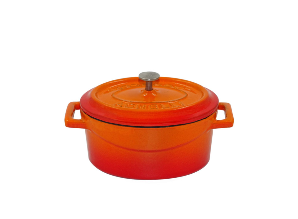 Casserole ovale à deux anses en fonte avec couvercle 25x20cm