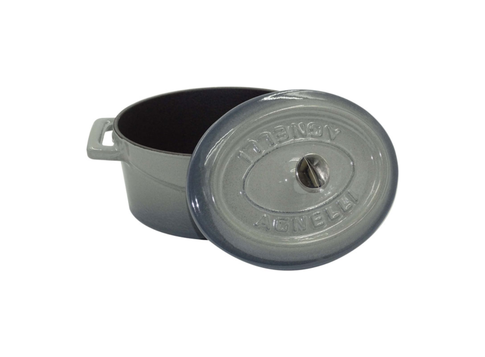 Mini casserole ovale à deux anses en fonte avec couvercle 12x9cm