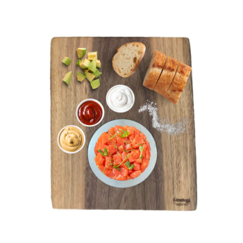 Assiette à tartare en noyer et acier inoxydable 25 cm – Grattoni 1892