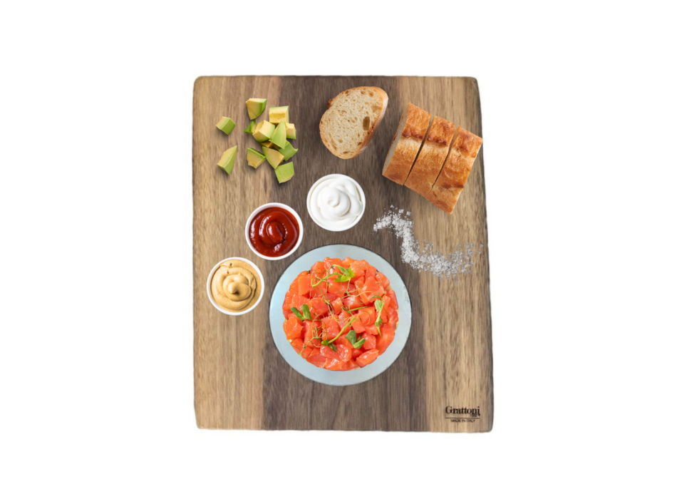 Assiette à tartare en noyer et acier inoxydable 25 cm – Grattoni 1892