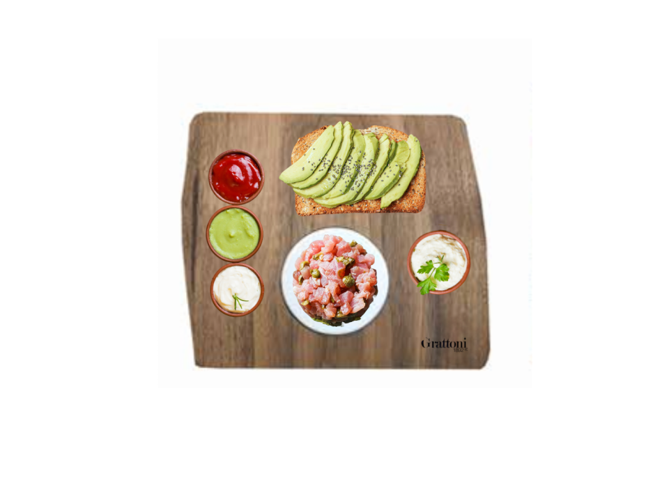 Assiette à tartare en noyer et céramique 25 cm – Grattoni 1892