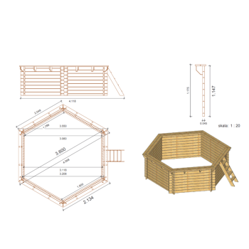 Piscine hexagonale 360 cm